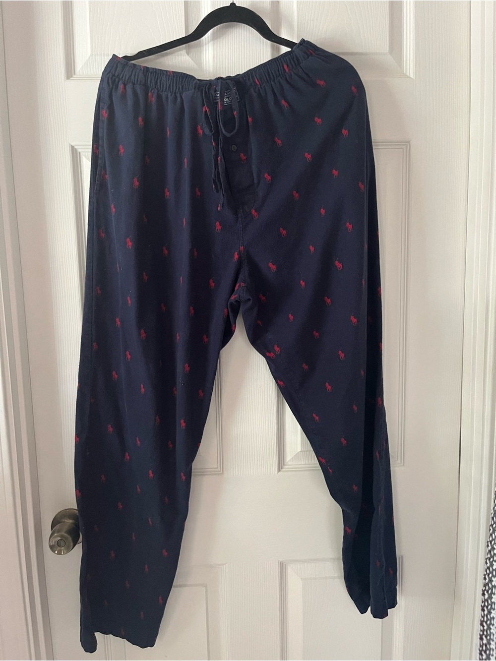 Polo Ralph Lauren Men's L Cotton Navy Lounge Pants,  Red Pony All Over Print